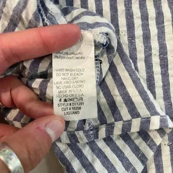 Promesa Striped Bell Sleeve Lace Blouse V Back Women’s Size Large - Picture 6 of 6